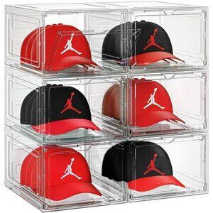 Clear Hat Organizer Box Set Stackable Baseball Cap Storage Display Holds 48